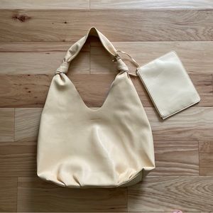 Elizabeth and James, vegan lambskin leather nodded, hobo bag, butter yellow NWOT